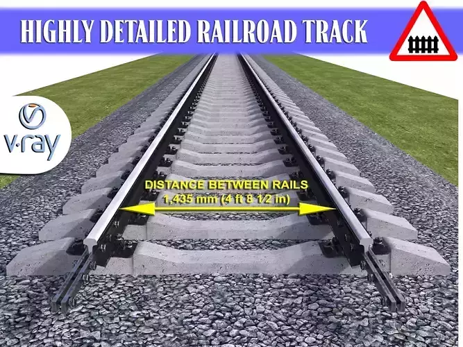 Highly detailed railroad track