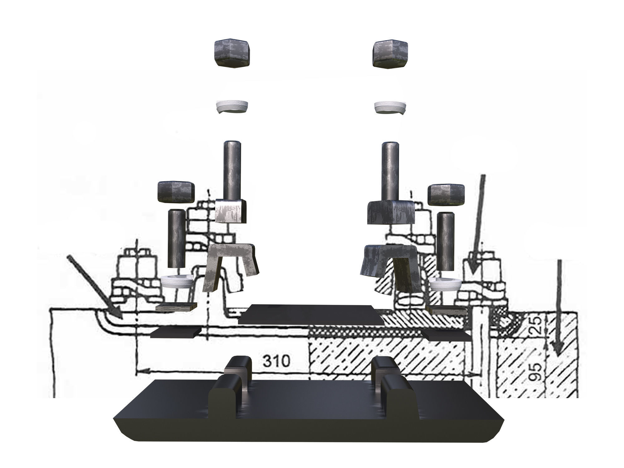 Highly detailed railroad track 3D model_6