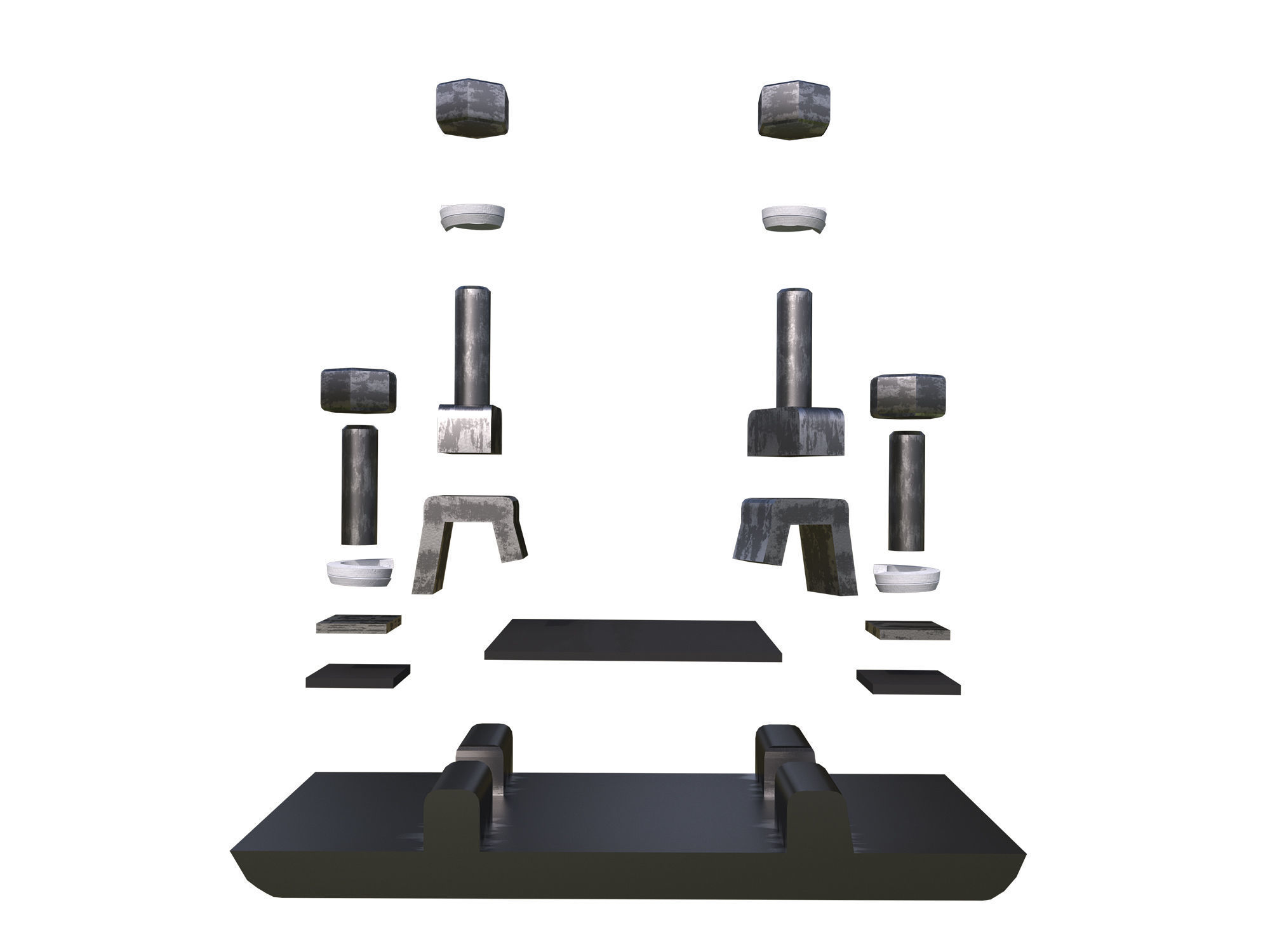 Highly detailed railroad track 3D model_9