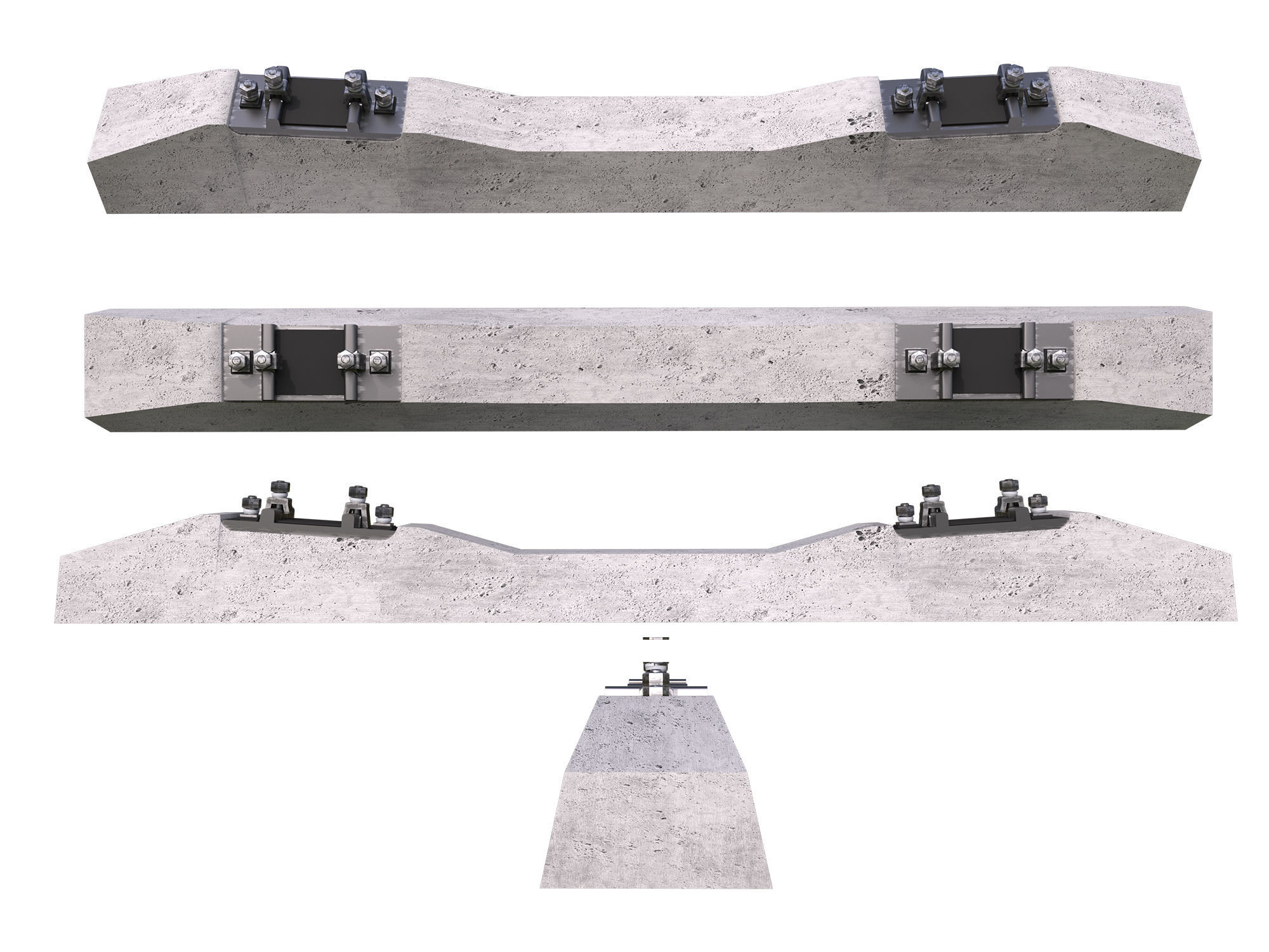 Highly detailed railroad track 3D model_8