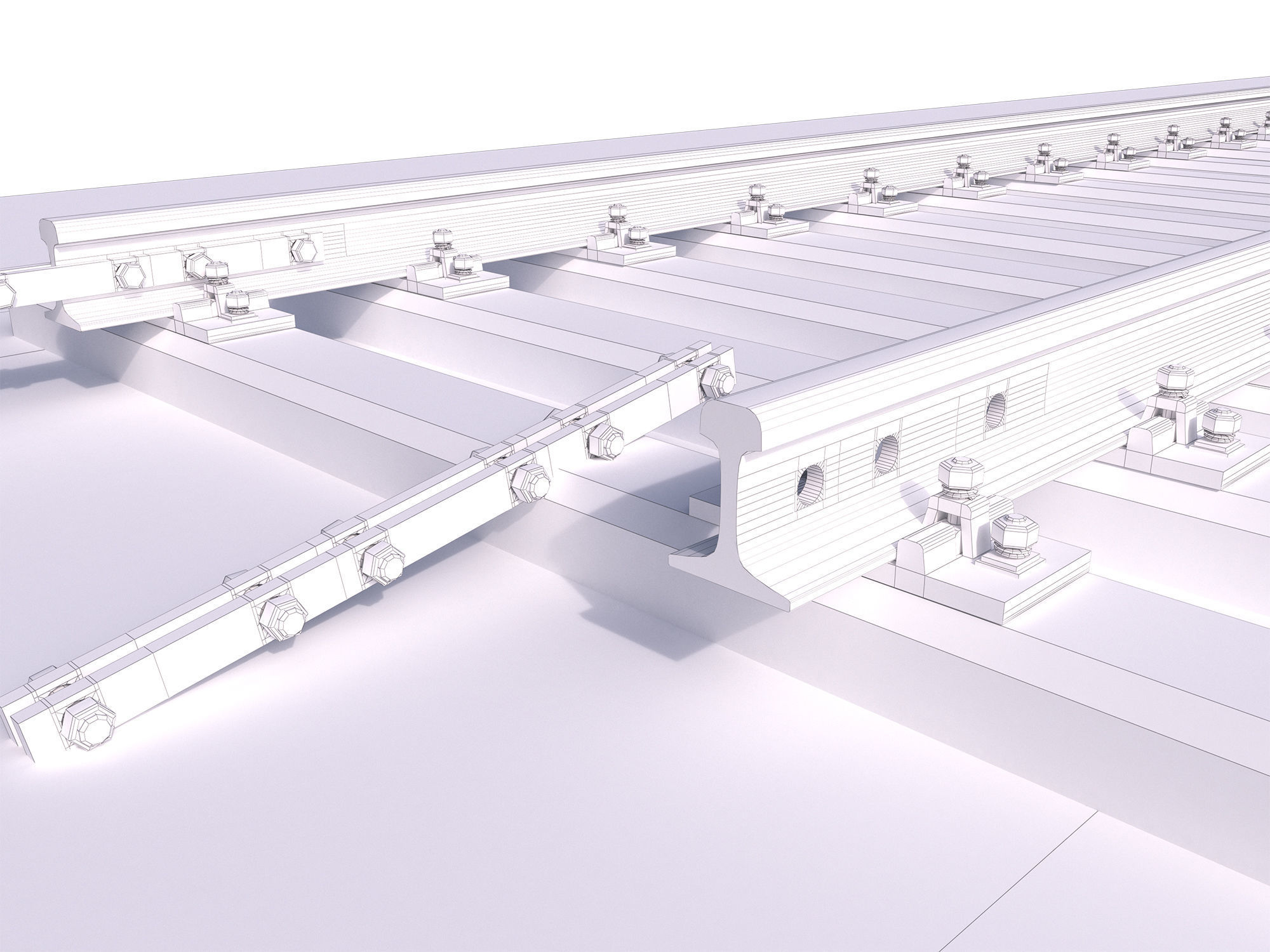 Highly detailed railroad track 3D model_12