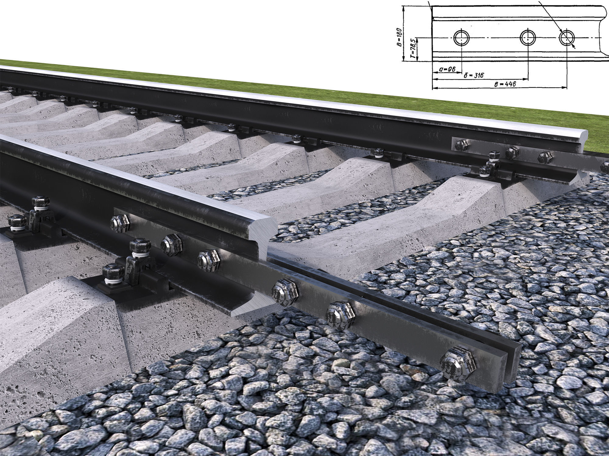 Highly detailed railroad track 3D model_2