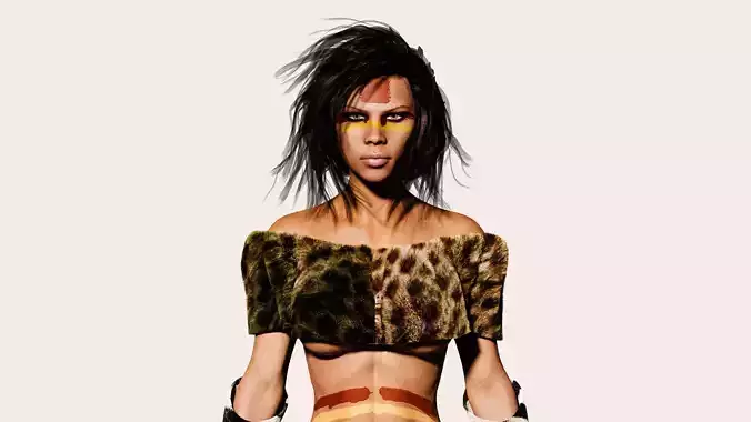 Rigged STONE AGE Female 3D model