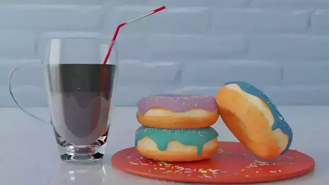 Donut und Ice Coffee - Blender Model