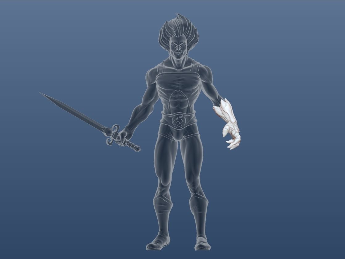 Lion-o Thundercats Figure with Sword of Omens and Claw Shield 3D print model_20