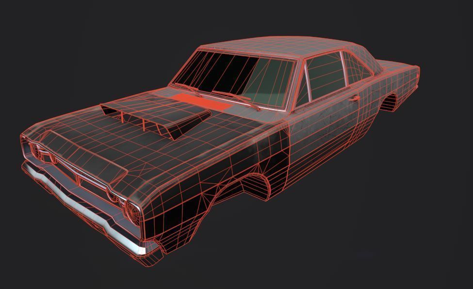 1968 DODGE DART SUPER STOCK Low-poly 3D model_5