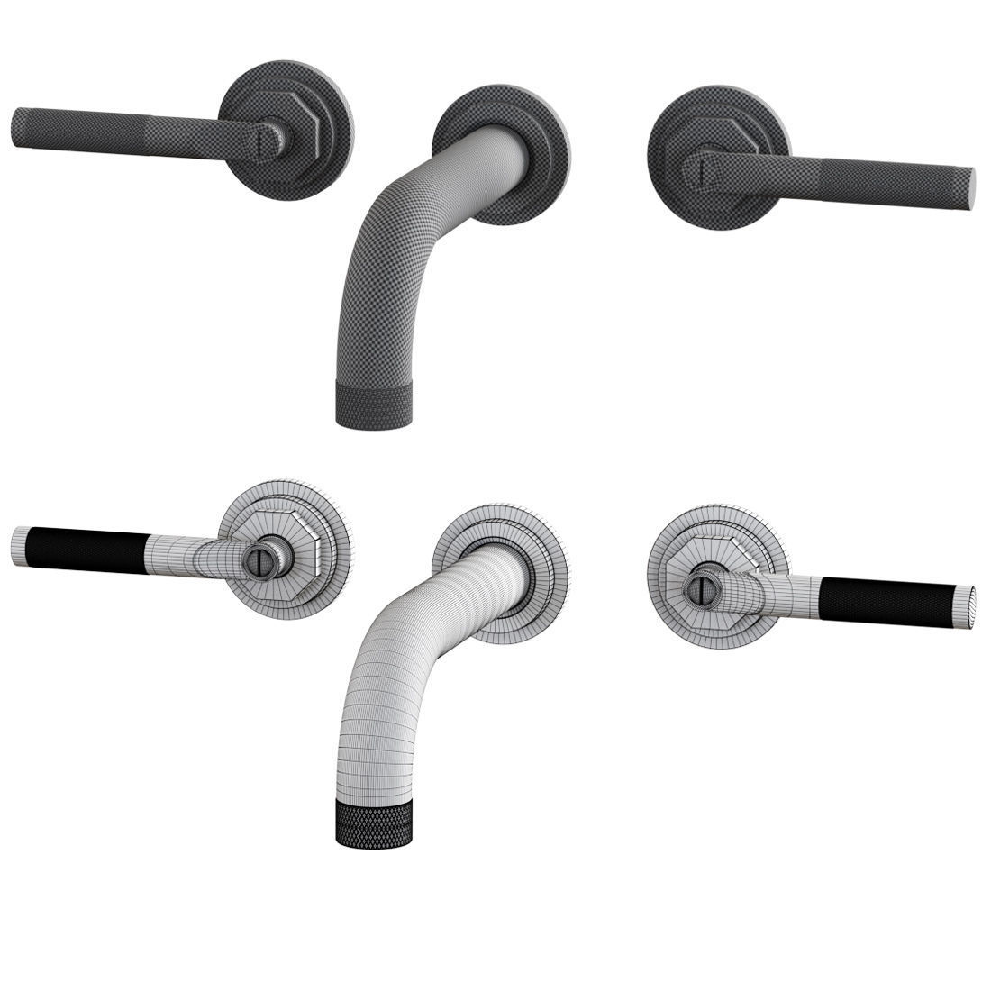 Landmark Industrial wall mounted mixer by Samuel Heath  3D model_4