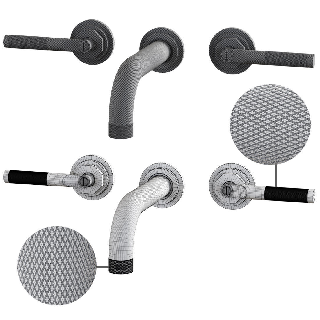 Landmark Industrial wall mounted mixer by Samuel Heath  3D model_3