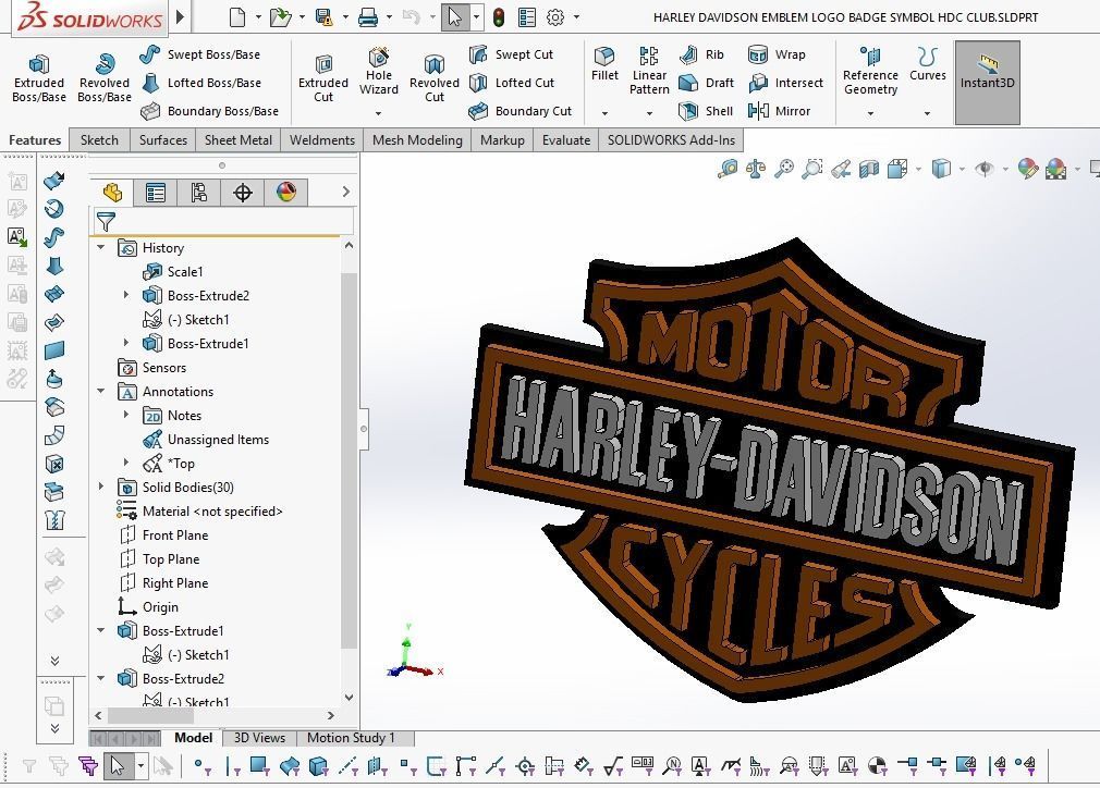  HARLEY DAVIDSON EMBLEM LOGO BADGE SYMBOL ICON HDC CLUB 3D model_8