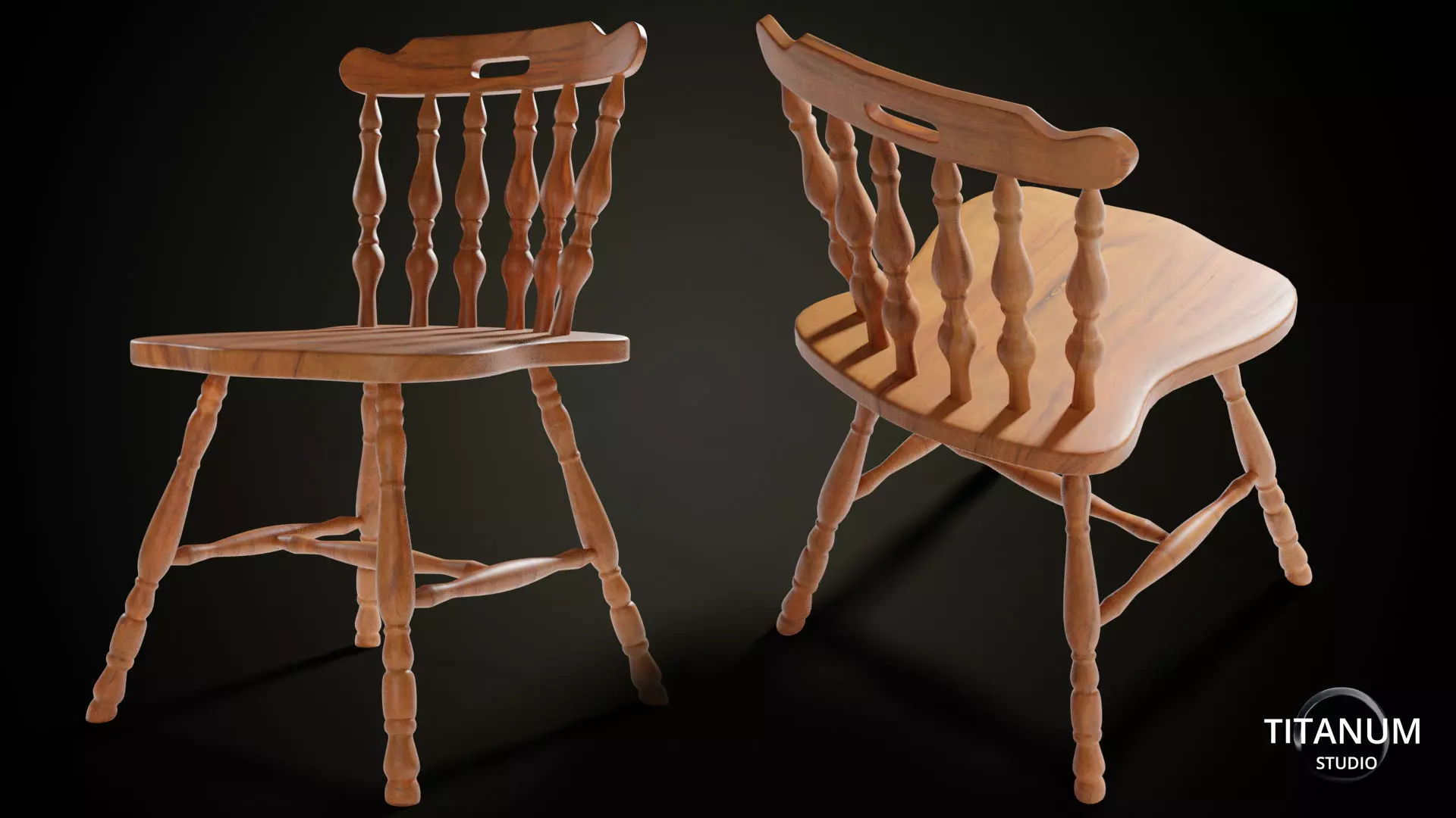 Wooden carvig chair Free 3D model