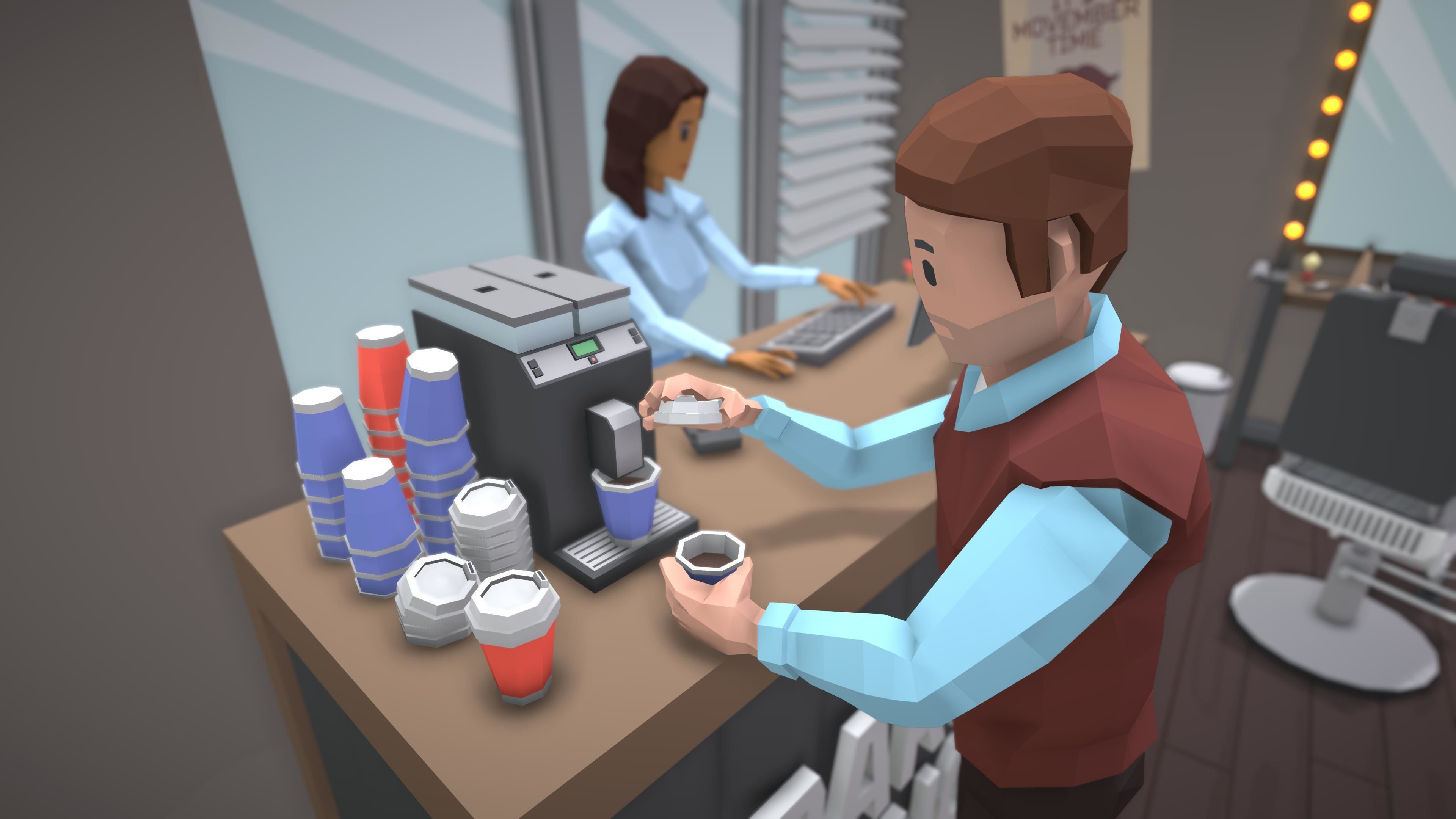 Low Poly Barbershop barber shop with people in it Low-poly 3D model_9