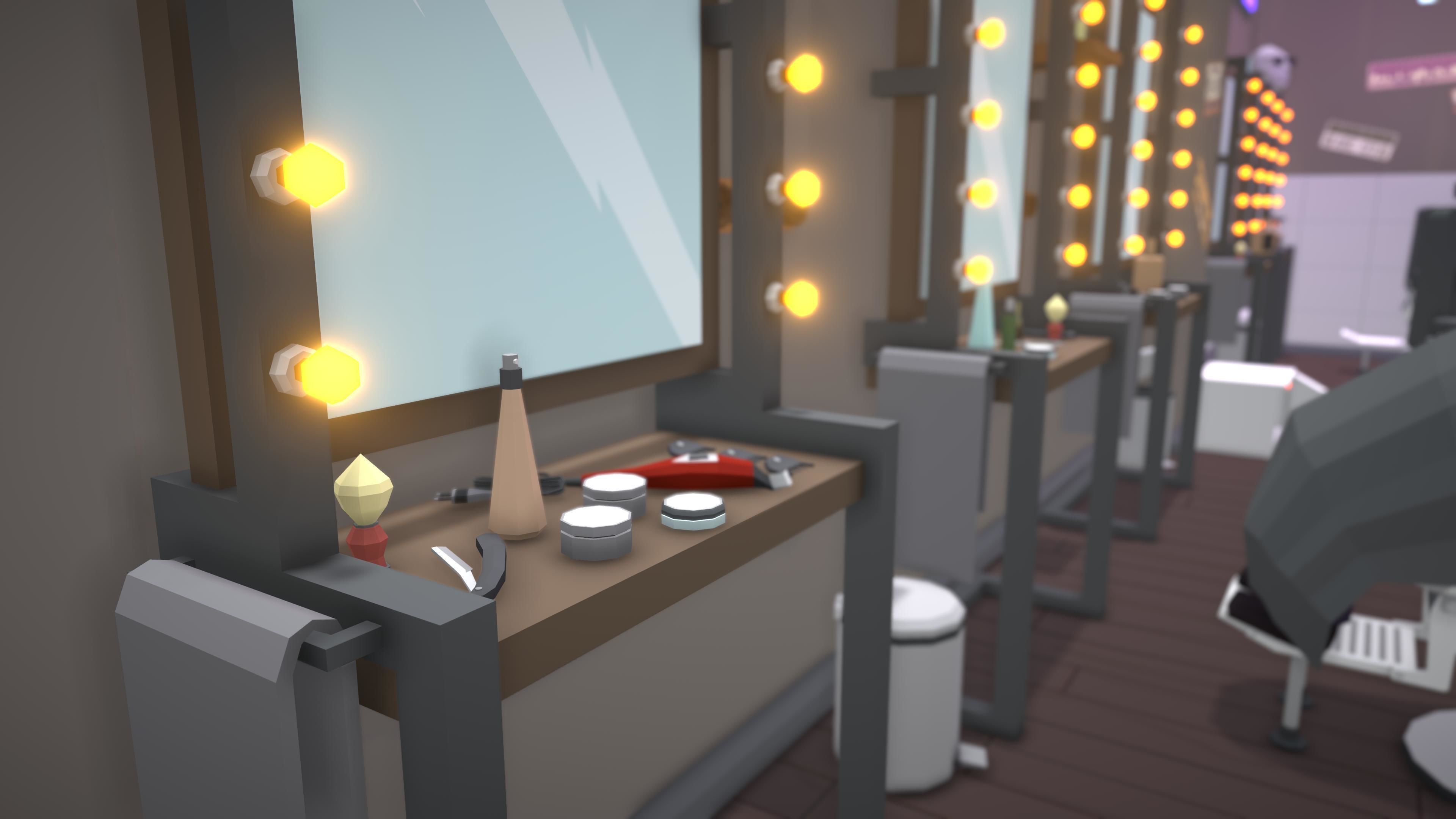 Low Poly Barbershop barber shop with people in it Low-poly 3D model_14