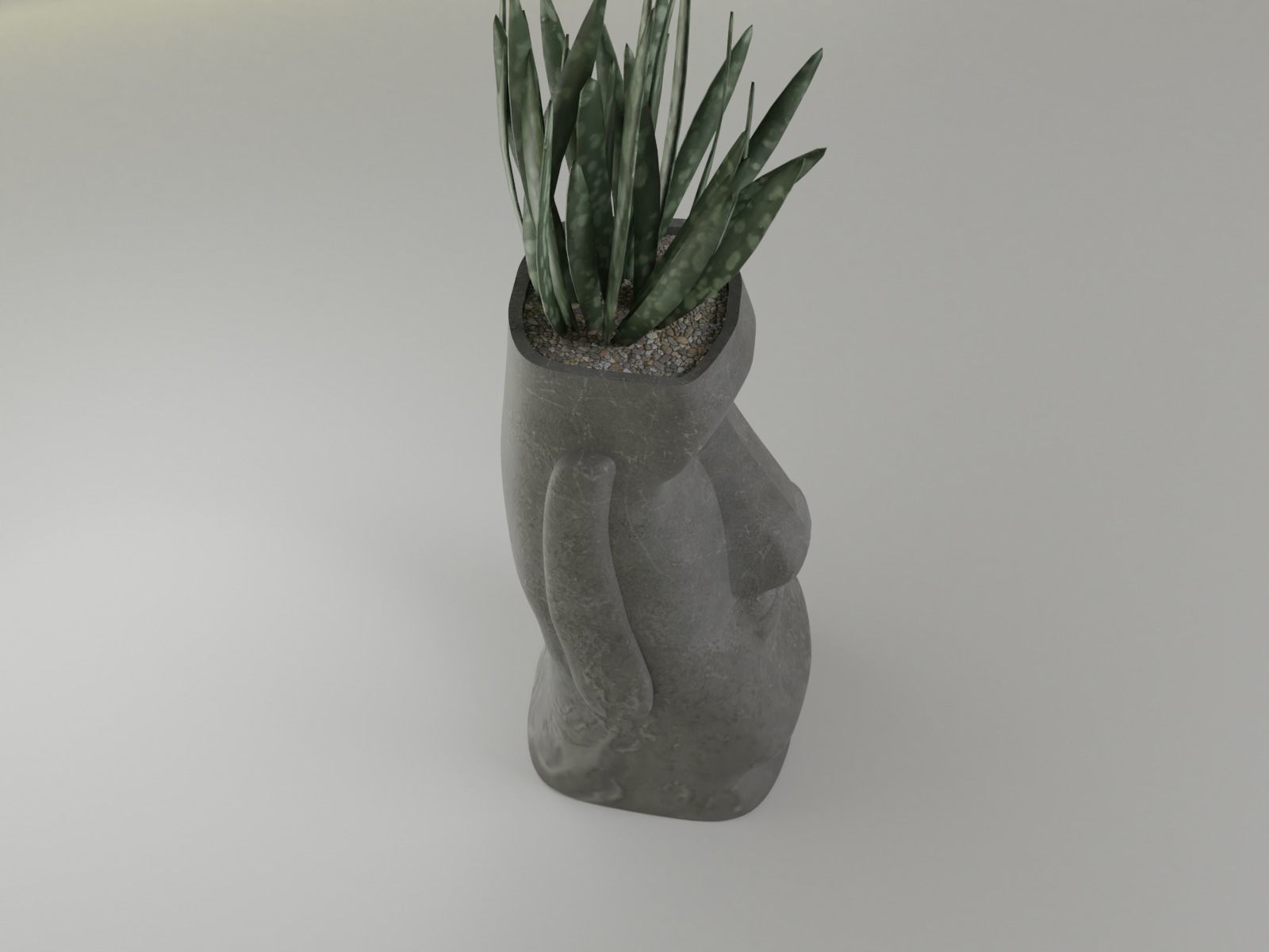 Moai pot 39 3D print model_4