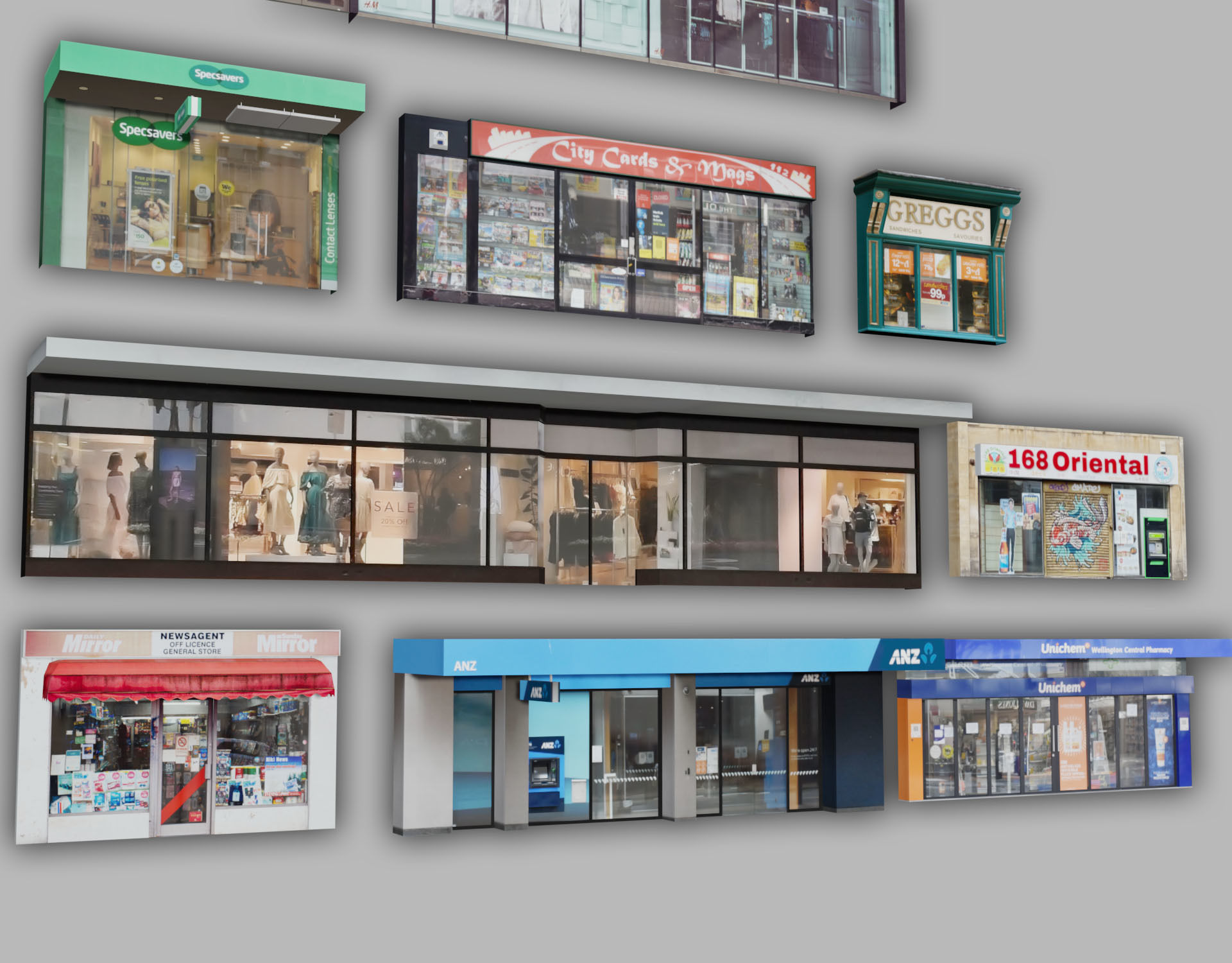 Storefront Shopfront Starbucks Coffee Shop Retail City Low-poly 3D model_4