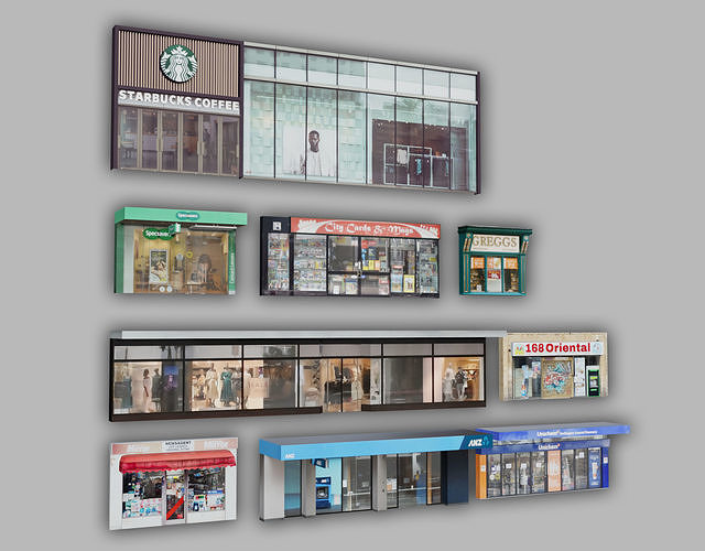 Storefront Shopfront Starbucks Coffee Shop Retail City Low-poly 3D model