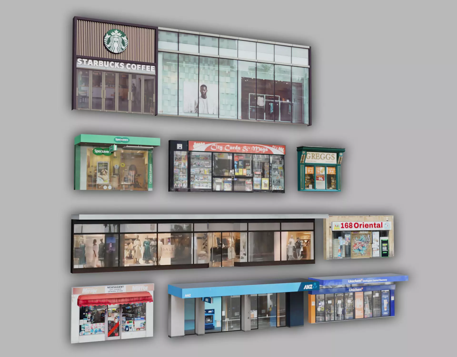 Storefront Shopfront Starbucks Coffee Shop Retail City Low-poly 3D model_0