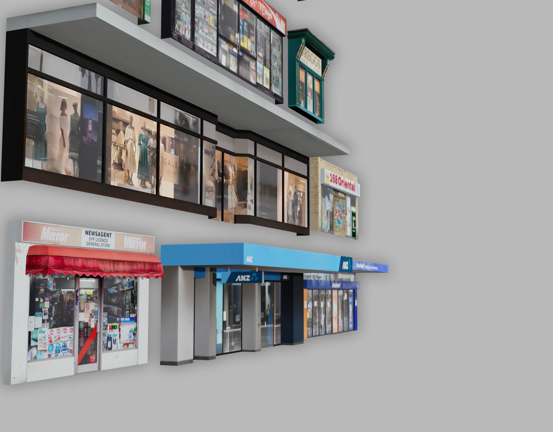 Storefront Shopfront Starbucks Coffee Shop Retail City Low-poly 3D model_5