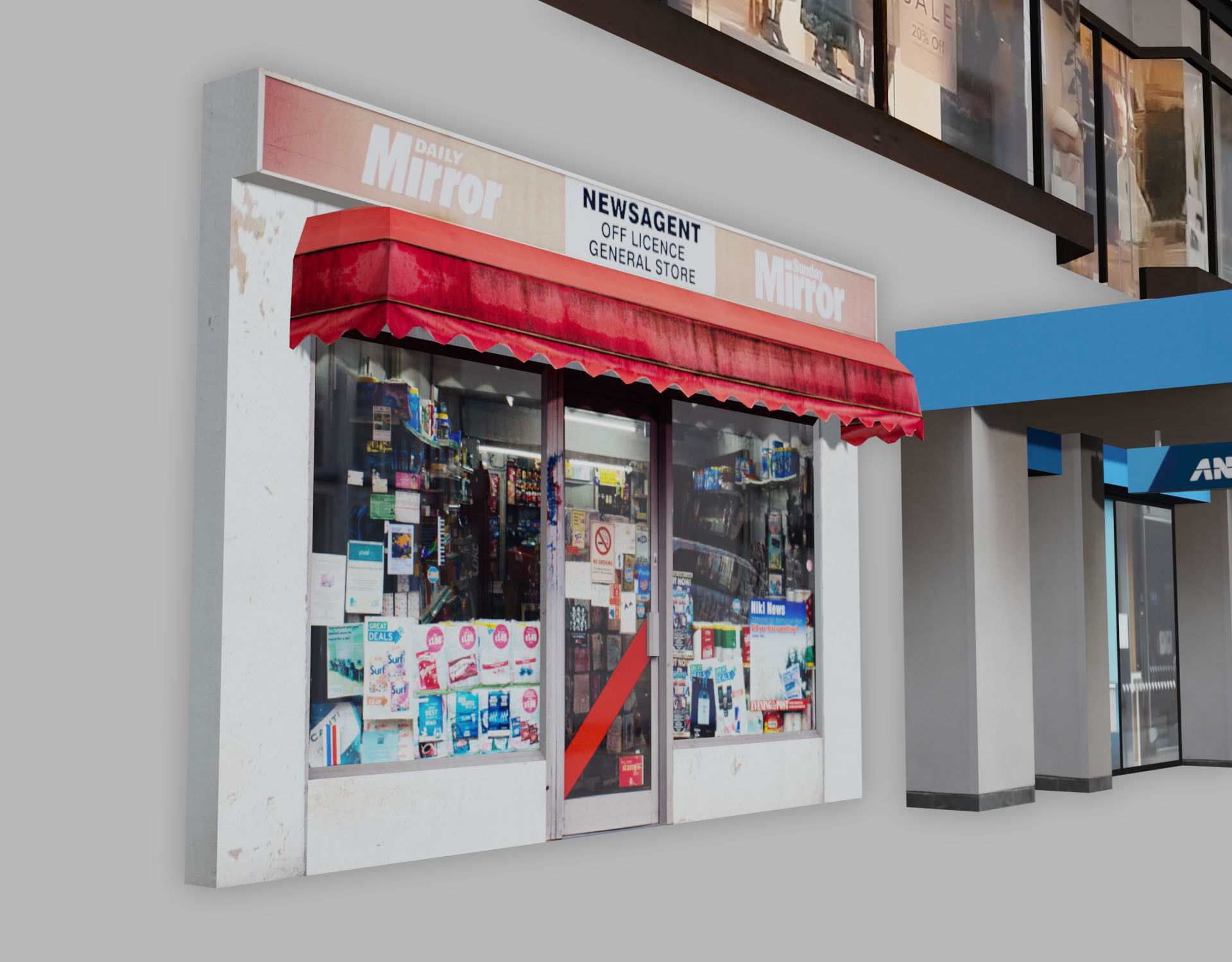 Storefront Shopfront Starbucks Coffee Shop Retail City Low-poly 3D model_12