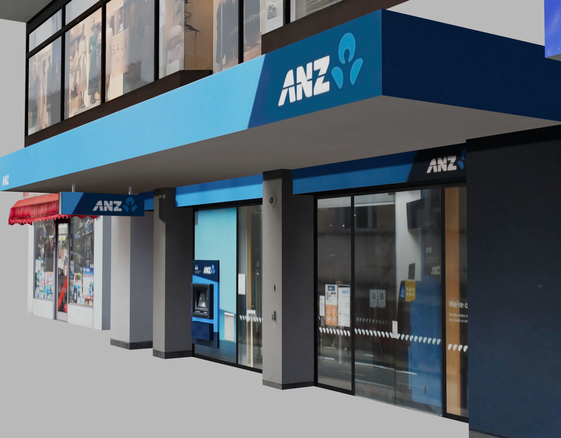 Storefront Shopfront Starbucks Coffee Shop Retail City Low-poly 3D model_9