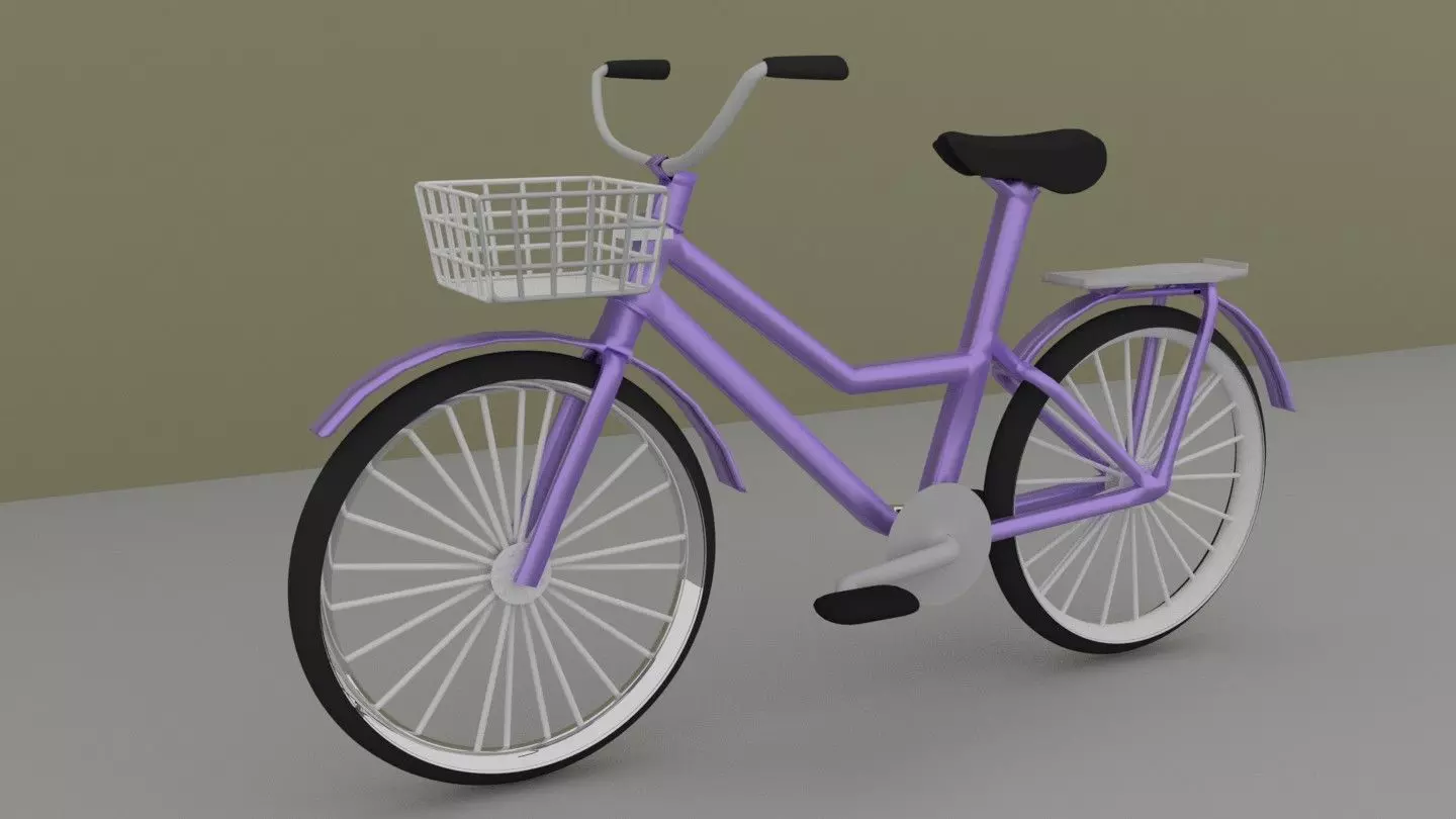 Cycle Low Poly bicycle with basket Free low-poly 3D model