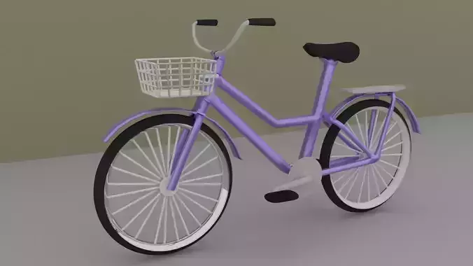 Cycle Low Poly bicycle with basket Free low-poly 3D model