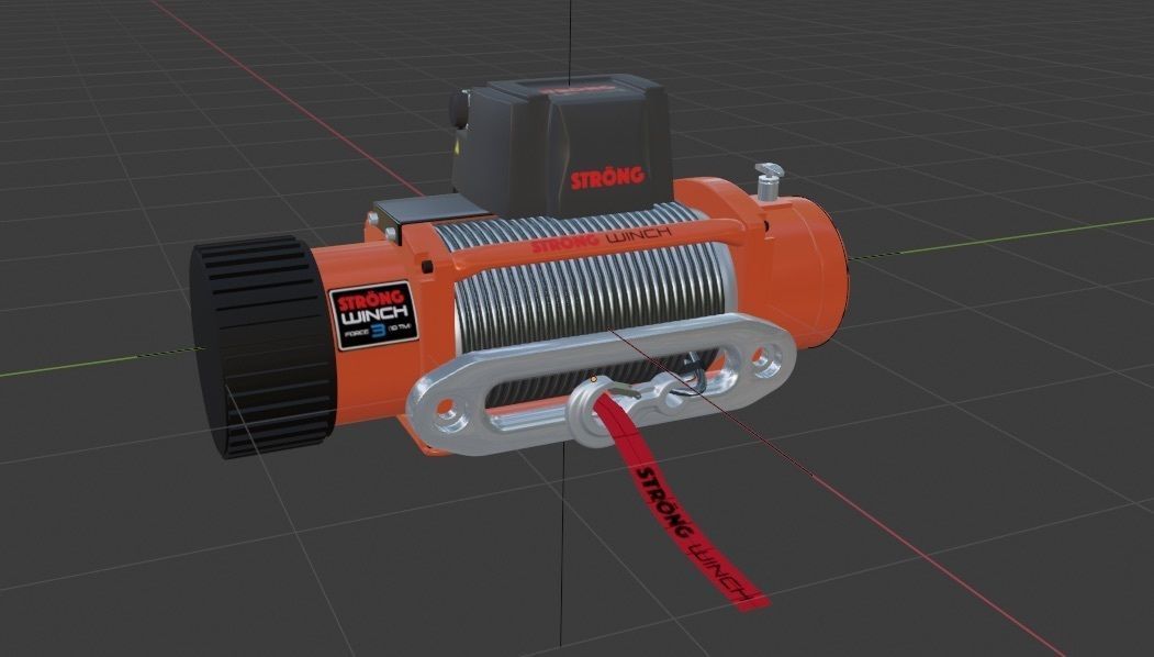 Winch 2 orange with rope 3D model_8