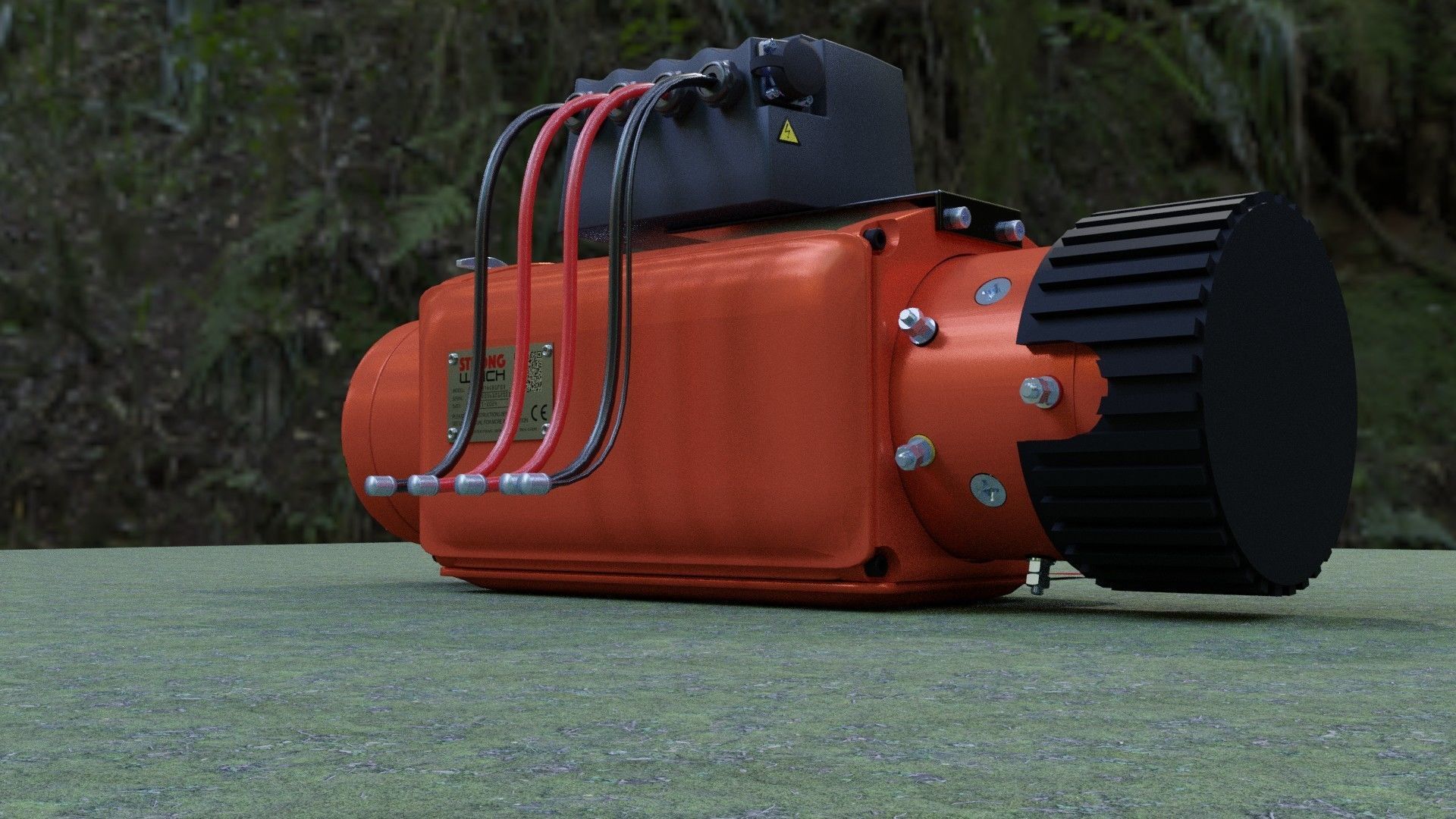 Winch 2 orange with rope 3D model_6