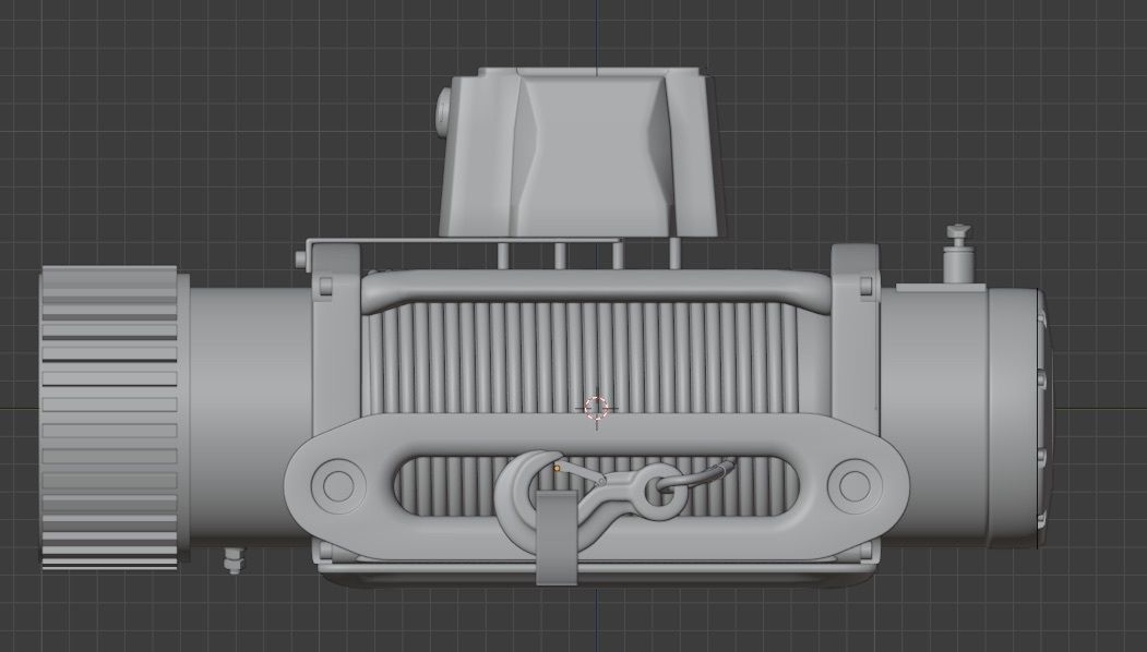 Winch 2 orange with rope 3D model_16