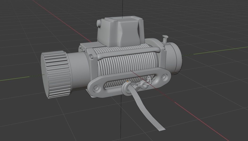 Winch 2 orange with rope 3D model_19