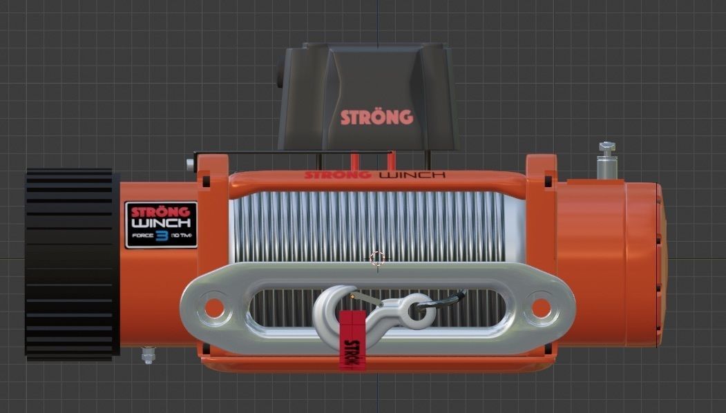 Winch 2 orange with rope 3D model_9