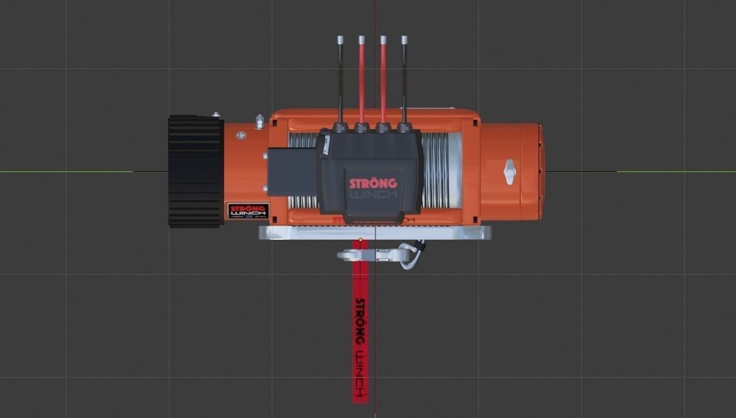 Winch 2 orange with rope 3D model_11