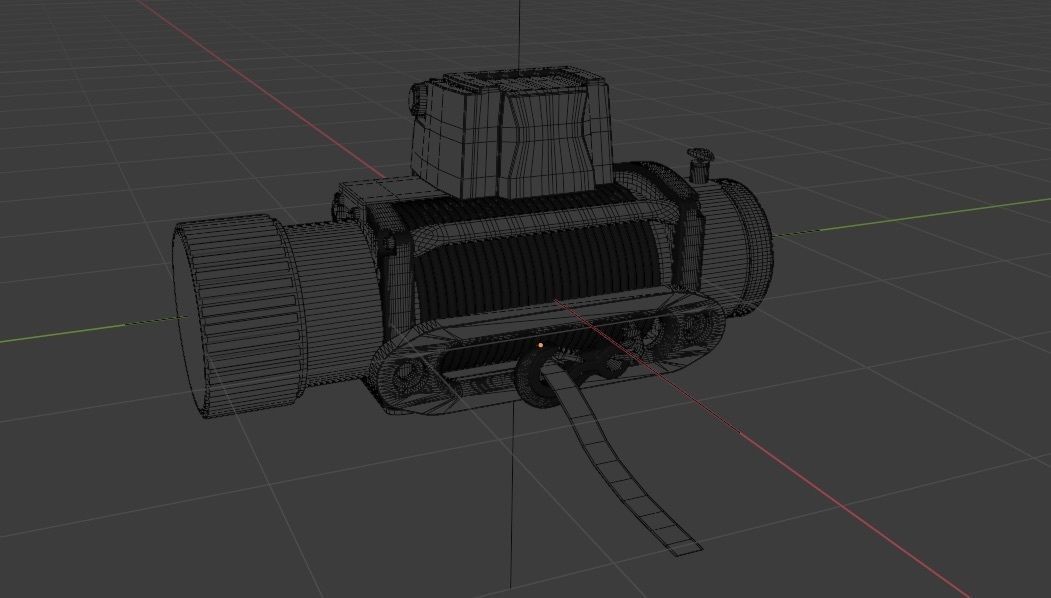 Winch 2 orange with rope 3D model_18