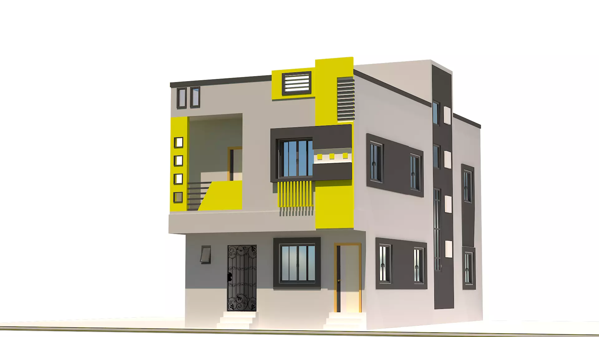 Elevation house design in chennai Low-poly 3D model_0