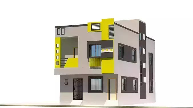 Elevation house design in chennai Low-poly 3D model