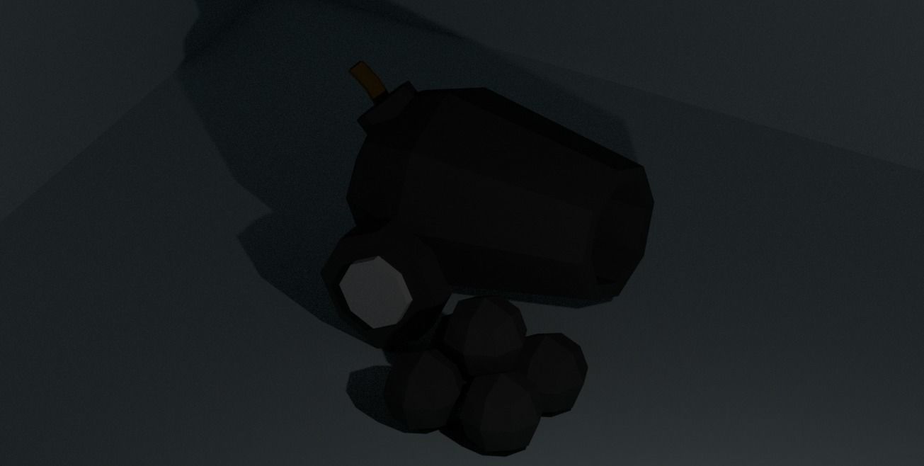 cannon low poly cat Low-poly 3D model_2