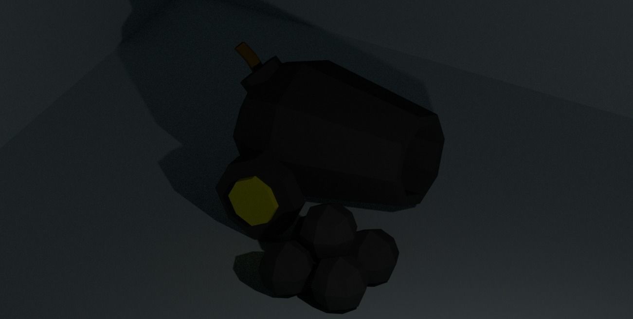 cannon low poly cat Low-poly 3D model_3