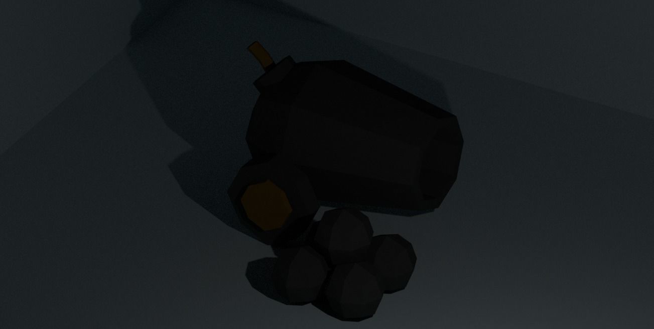 cannon low poly cat Low-poly 3D model_1