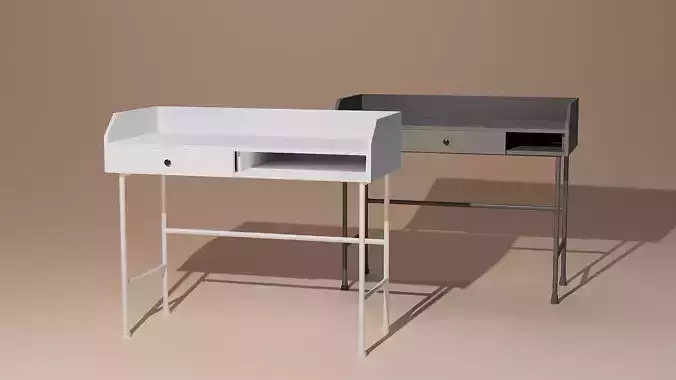 HAUGA Ikea Desk White - Gray 3D model | CGTrader