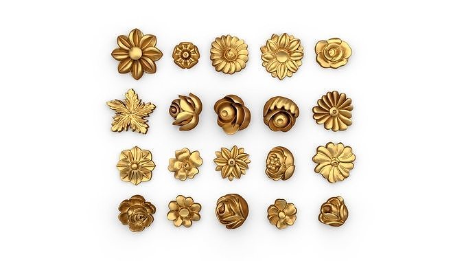 Decorative Flowers Set 01 3D print model