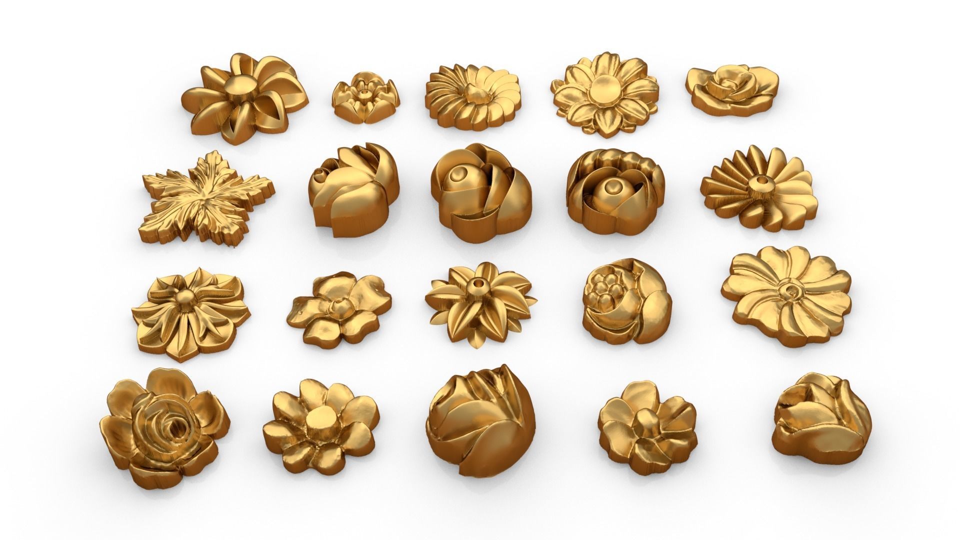 Decorative Flowers Set 01 3D print model_5