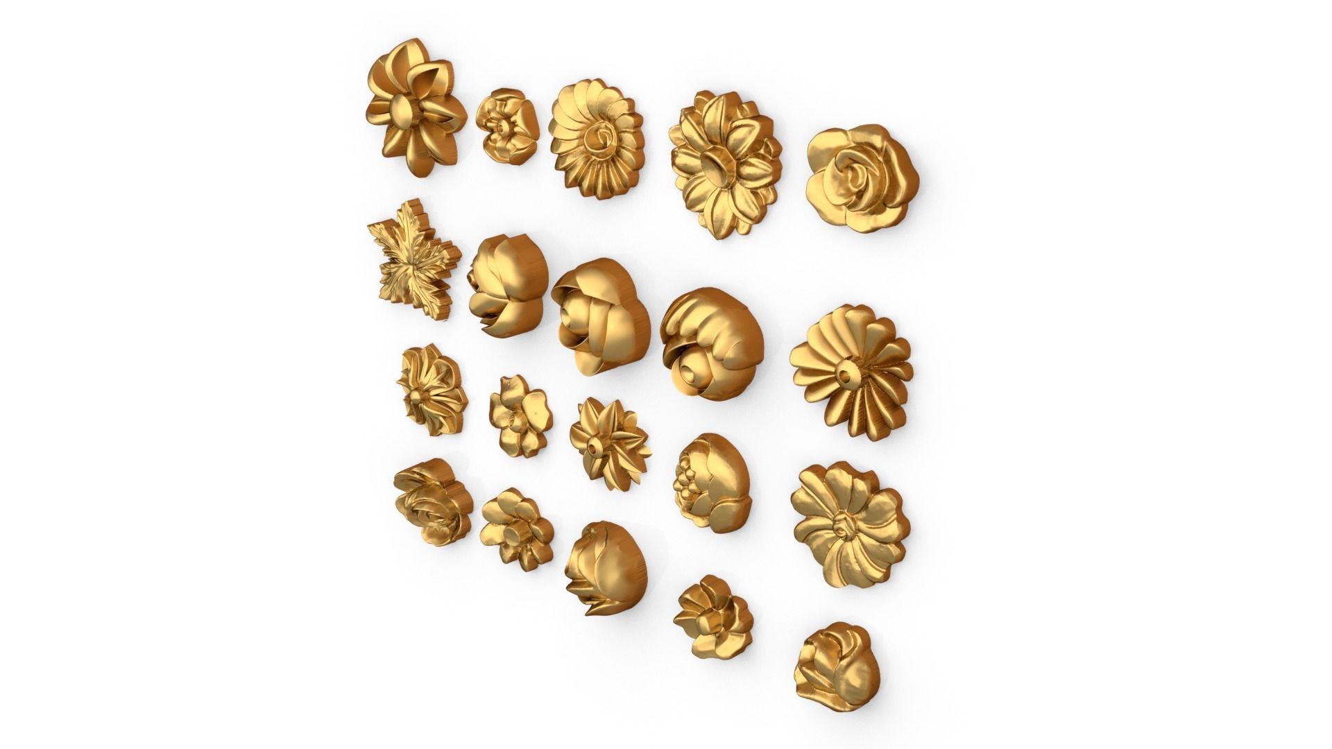 Decorative Flowers Set 01 3D print model_2