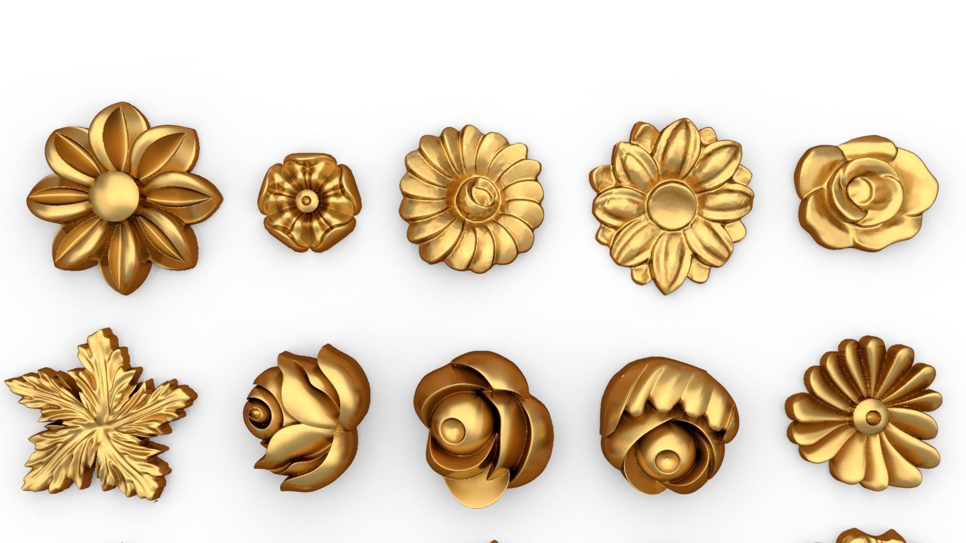 Decorative Flowers Set 01 3D print model_3