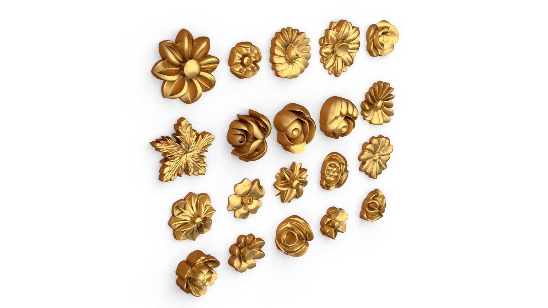 Decorative Flowers Set 01 3D print model_1