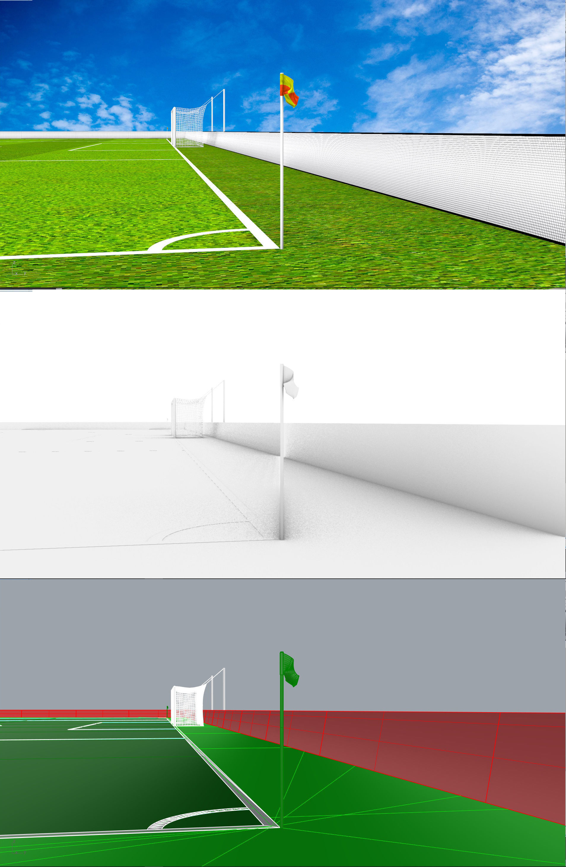 Football-Soccer Field FIFA  dimensions Low-poly 3D model_10