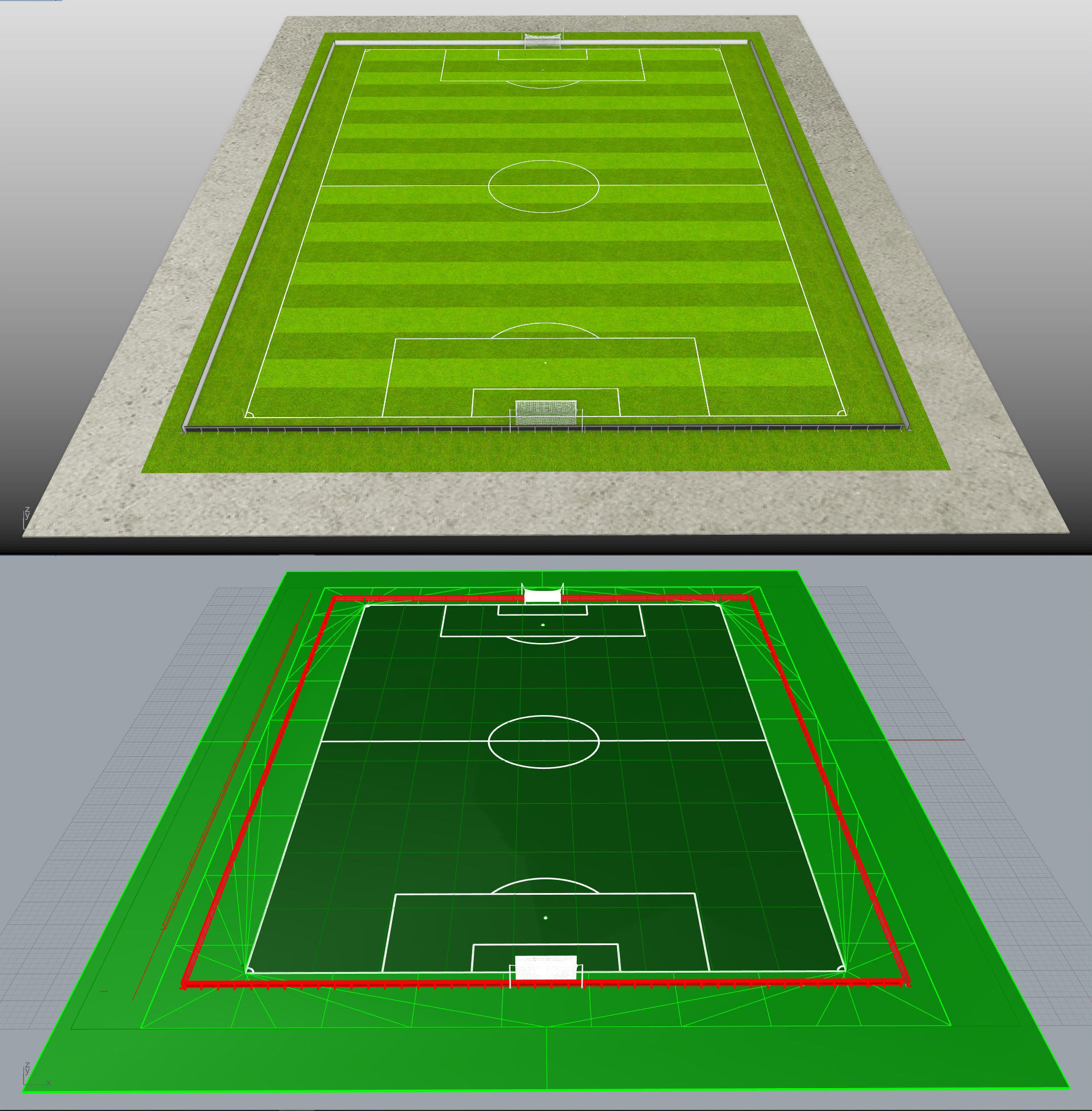 Football-Soccer Field FIFA  dimensions Low-poly 3D model_6
