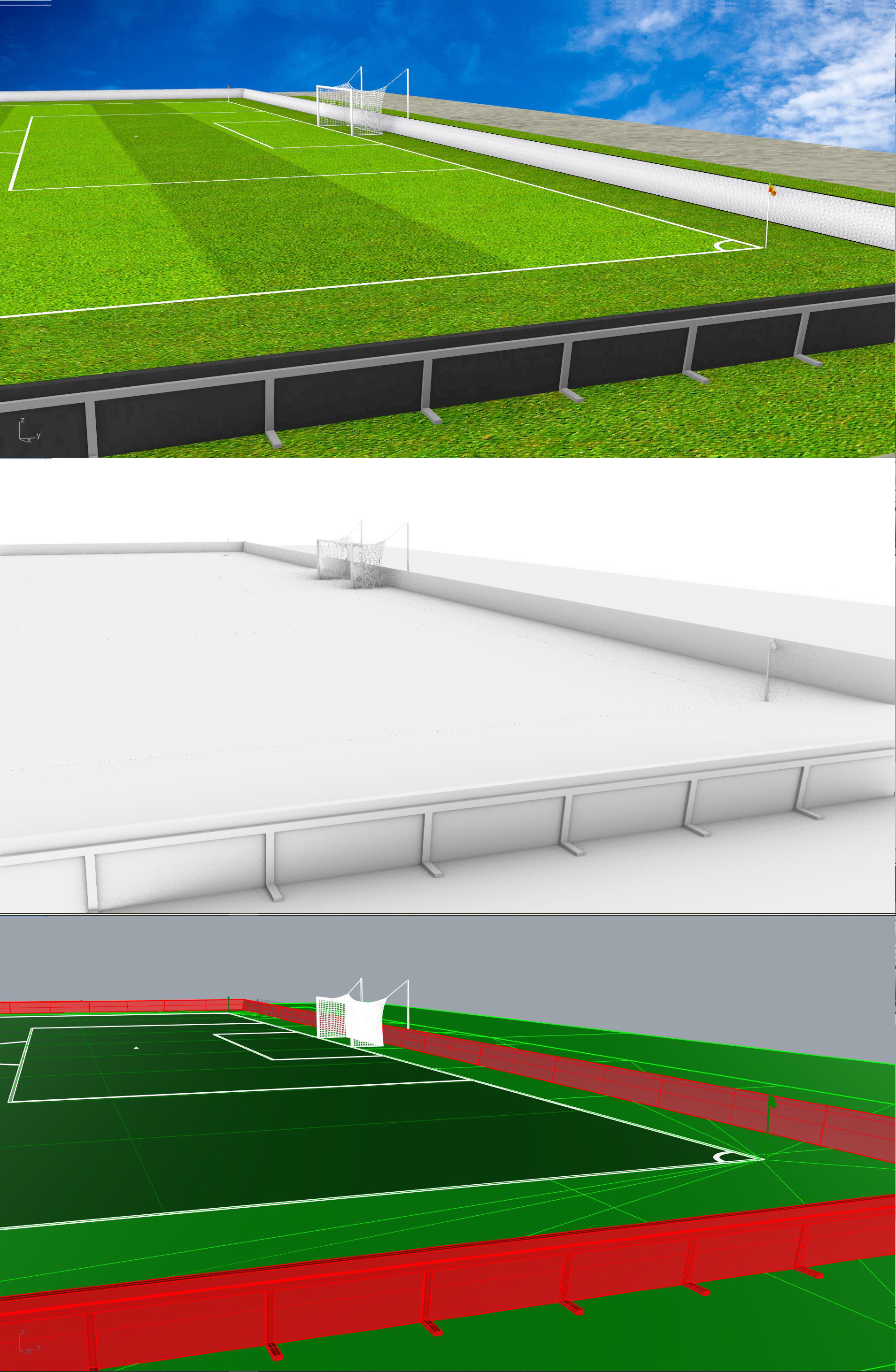 Football-Soccer Field FIFA  dimensions Low-poly 3D model_9