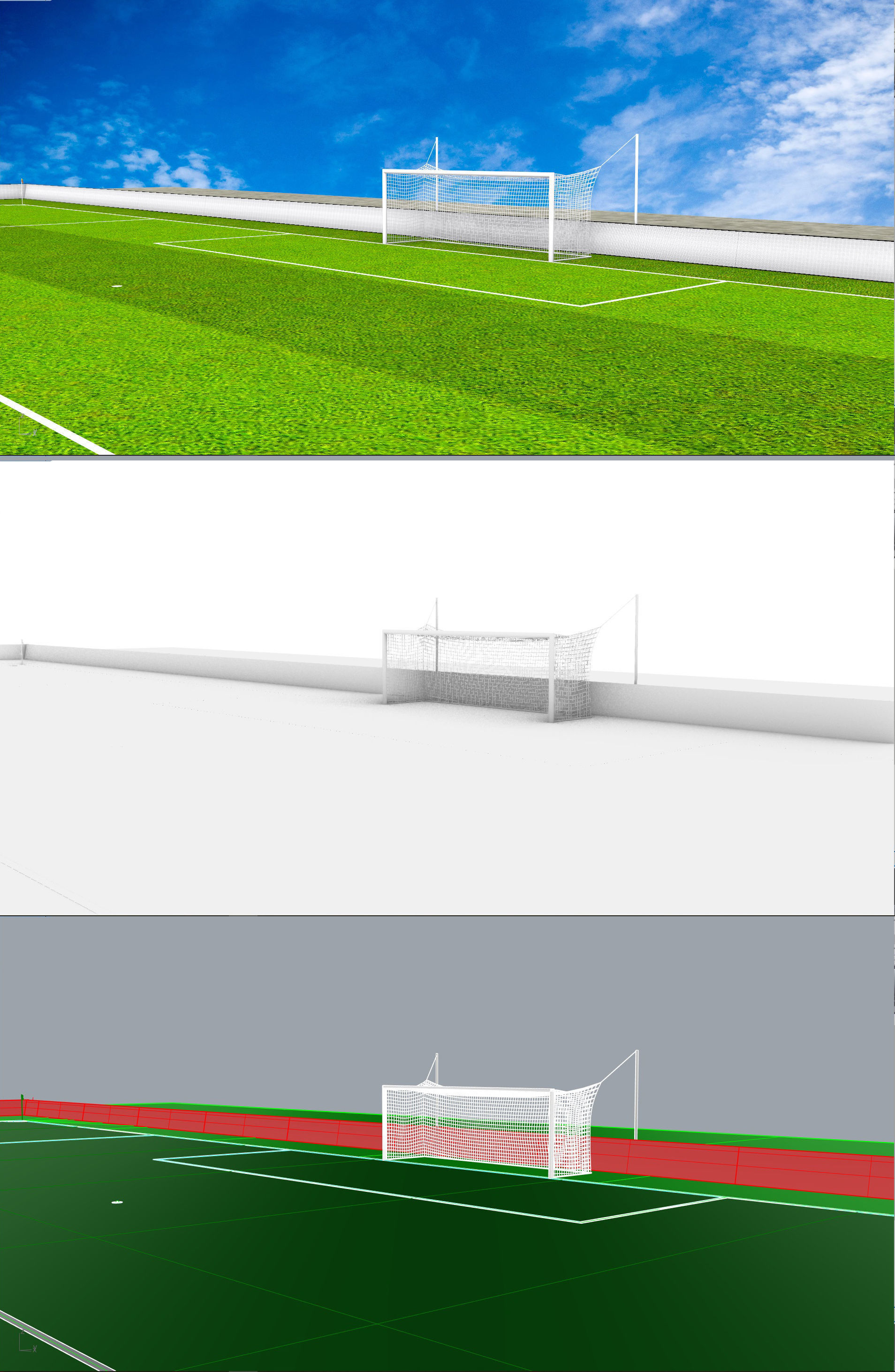 Football-Soccer Field FIFA  dimensions Low-poly 3D model_8