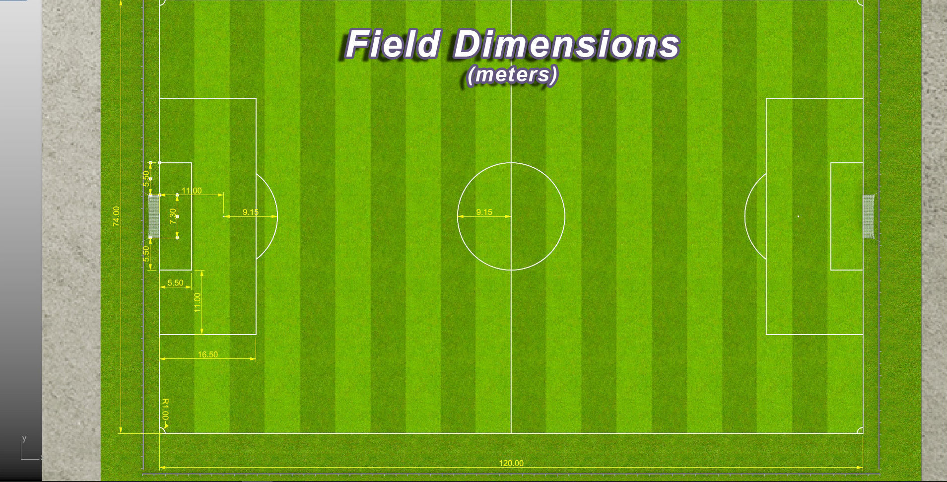 Football-Soccer Field FIFA  dimensions Low-poly 3D model_5
