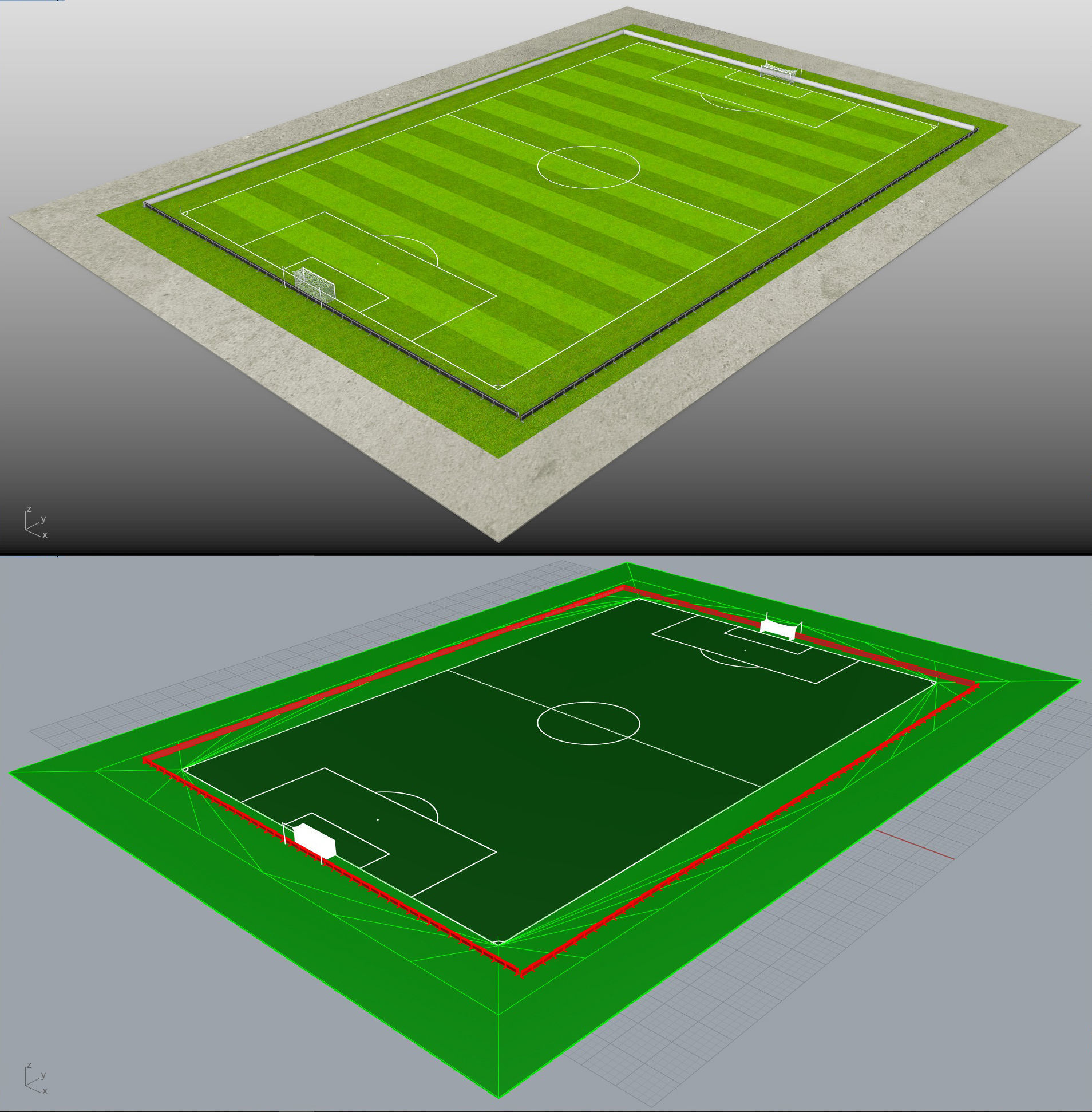 Football-Soccer Field FIFA  dimensions Low-poly 3D model_4