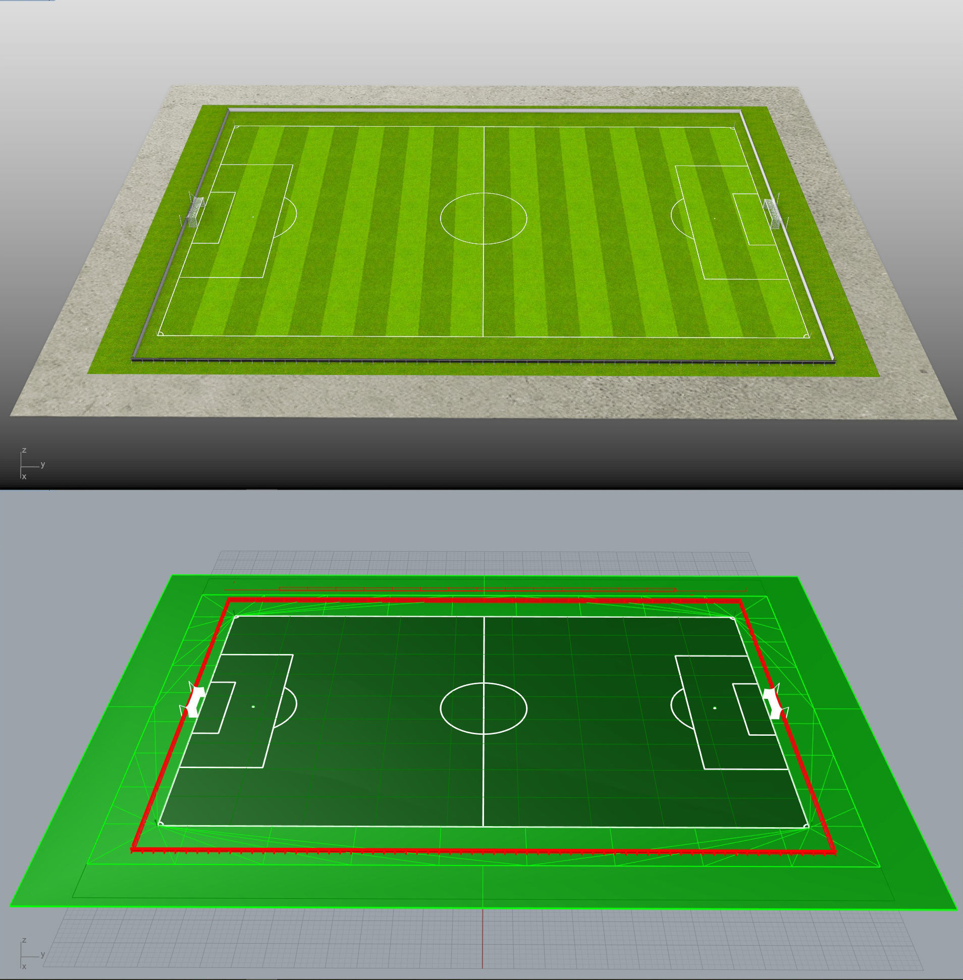 Football-Soccer Field FIFA  dimensions Low-poly 3D model_7